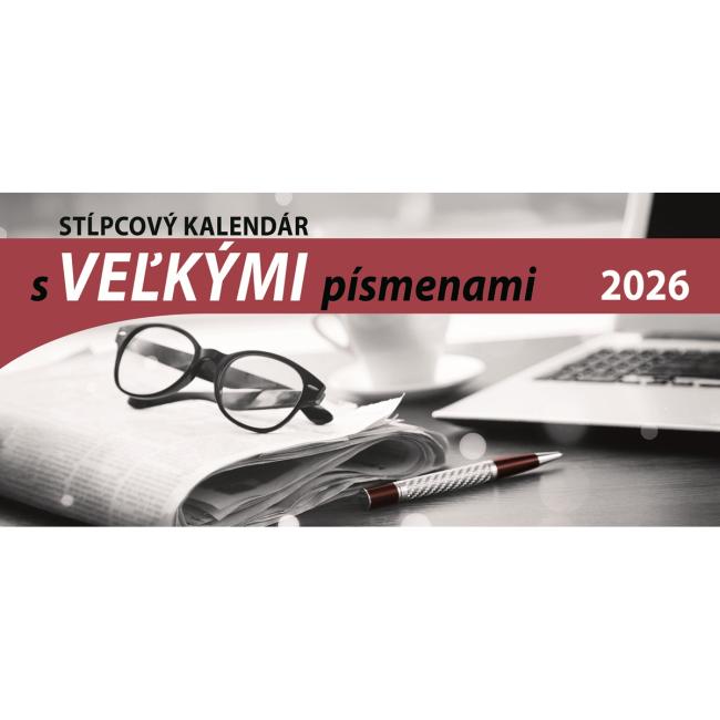 [S28] Tischkalender, spaltenförmig, 29,7 x 13,8 cm, mit GROSSBUCHSTABEN, 2026