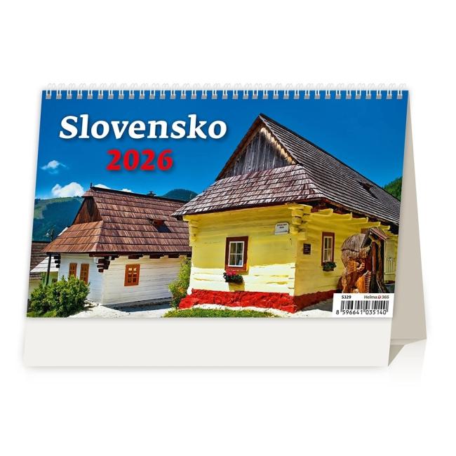 [S329] Tischkalender, Linienkalender, 22,6 x 13,9 cm – Slowakei 2026