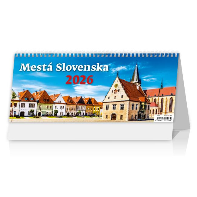 Tischkalender, liniert, 32,1 x 13,4 cm – Städte der Slowakei 2026