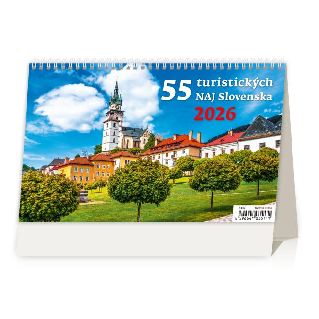 Reihentischkalender 22,6x13,9 cm - 55 touristische NAJ Slowakei 2026