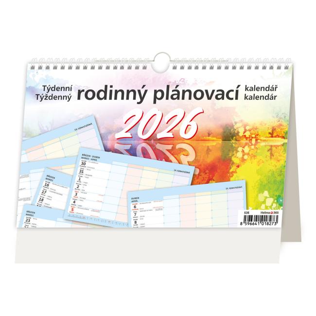 [S35] Tischkalender 22,6 x 13,9 cm – Wöchentliche Familienplanung 2026