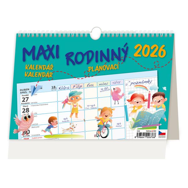 [S36] Tischkalender 24x16 cm - MAXI FAMILY Planer 2026
