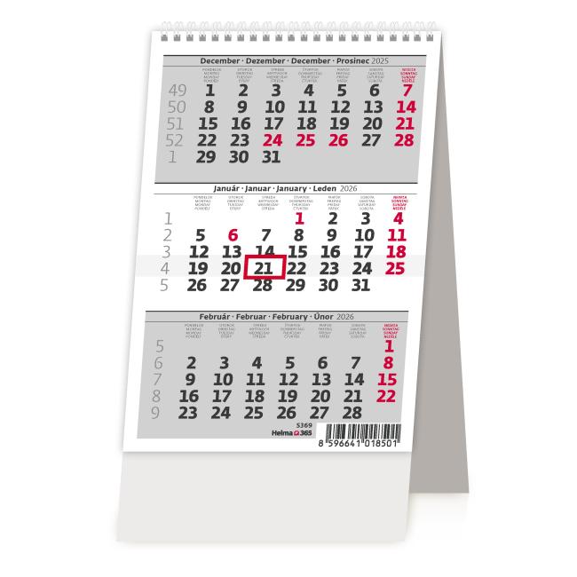 Mini-Tischkalender, 3 Monate, 11 x 16 cm, 2026