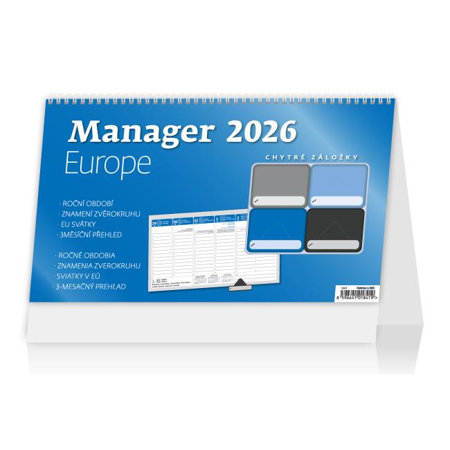 [S60] Tischkalender, säulenförmig, 30,1 x 18 cm – Manager Europa 2026