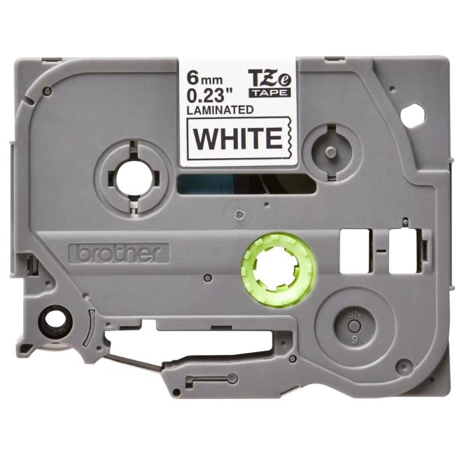 Brother TZe-211 6 mm weiß/schwarzes selbstklebendes Klebeband