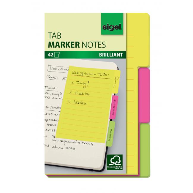 Selbstklebende Lesezeichen für Notizen, 98 x 148 mm, 42 Blatt, 3 Farben