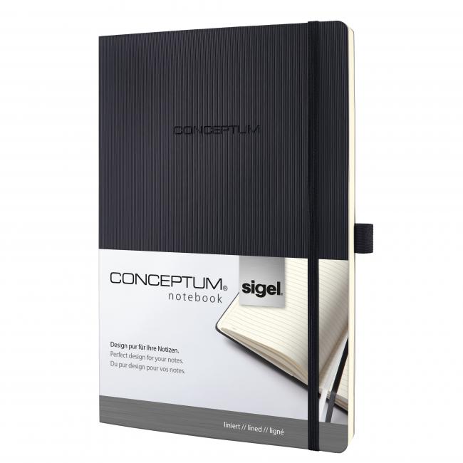 [SI000311] CONCEPTUM A4 Notizbuch, liniert, schwarz, Softcover