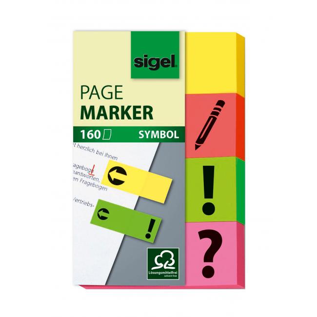 Selbstklebende Lesezeichen, 50 x 20 mm, 4 x 40 Blatt, Symbole