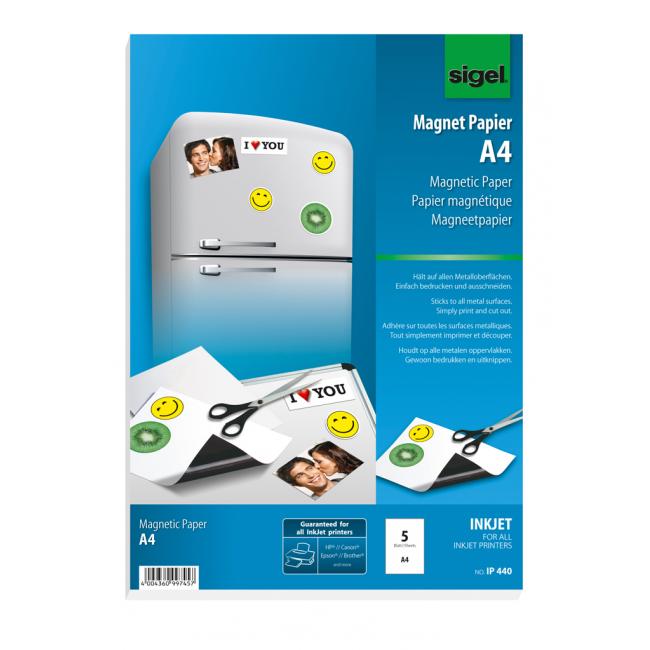 Magnetpapier, A4, SIGEL, 5 Blatt