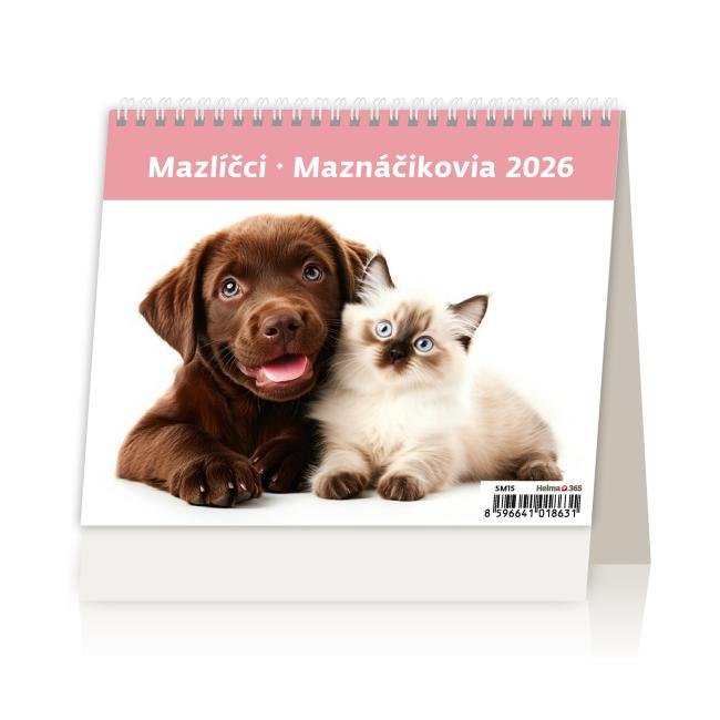 Linierter Tischkalender 17,1 x 13,9 cm - MiniMax Haustiere 2026