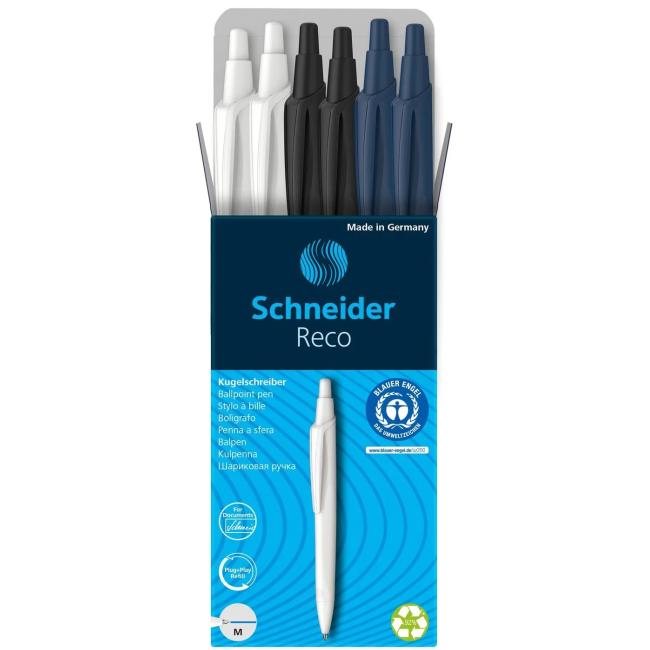 Schneider Reco Kugelschreiber-Set mit 6 blauen Minen