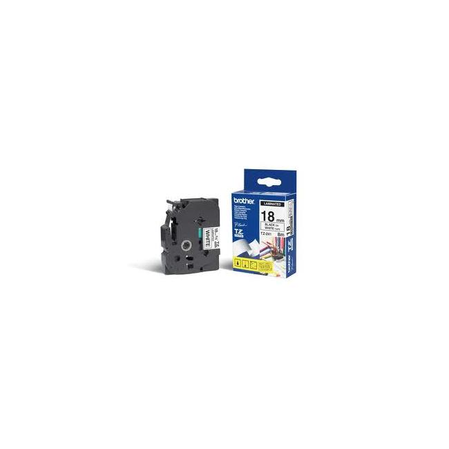 Brother TZe-241 18 mm weiß/schwarzes selbstklebendes Klebeband