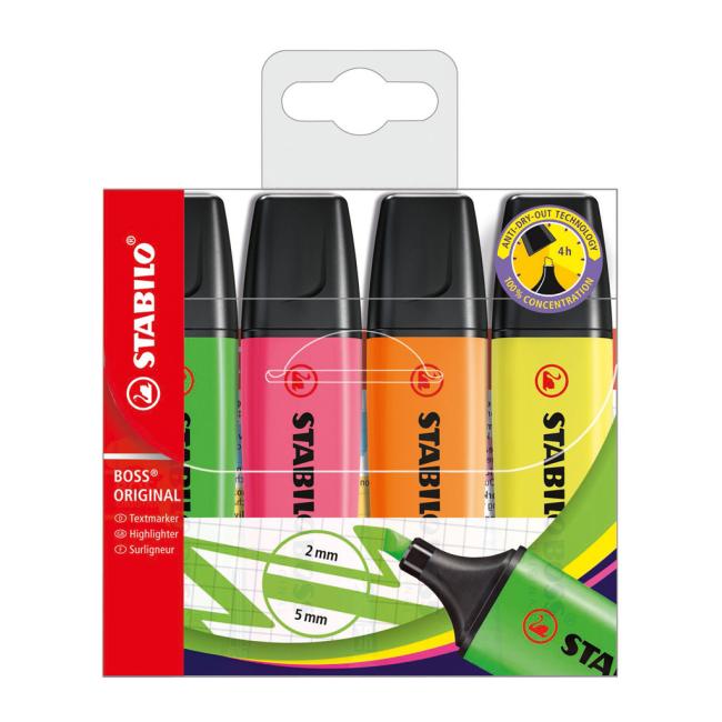 [ST007004] STABILO BOSS ORIGINAL 4S Textmarker-Set