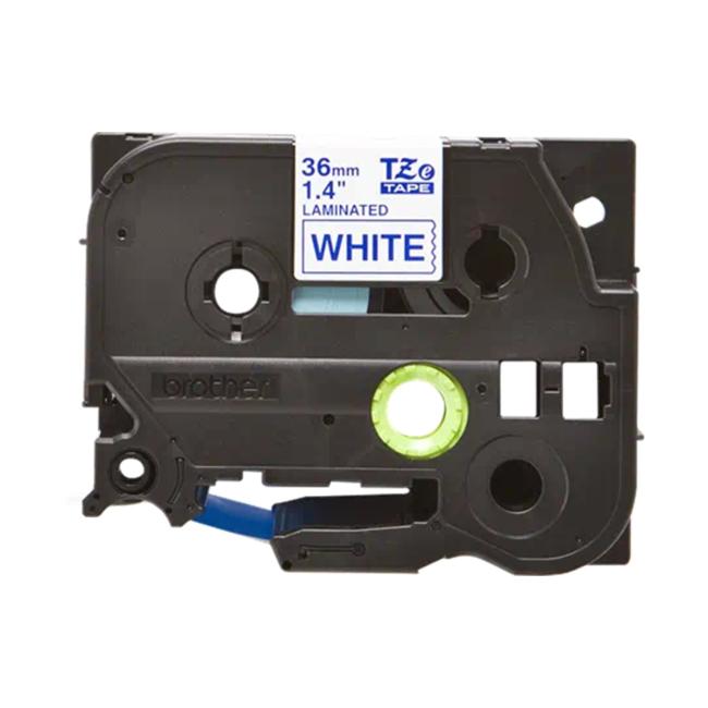 Brother TZe-263 36 mm weiß/blaues selbstklebendes Klebeband