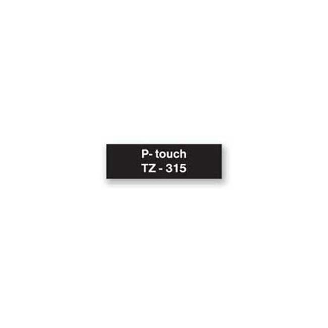 Brother TZe-315 6mm schwarz/weißes selbstklebendes Klebeband