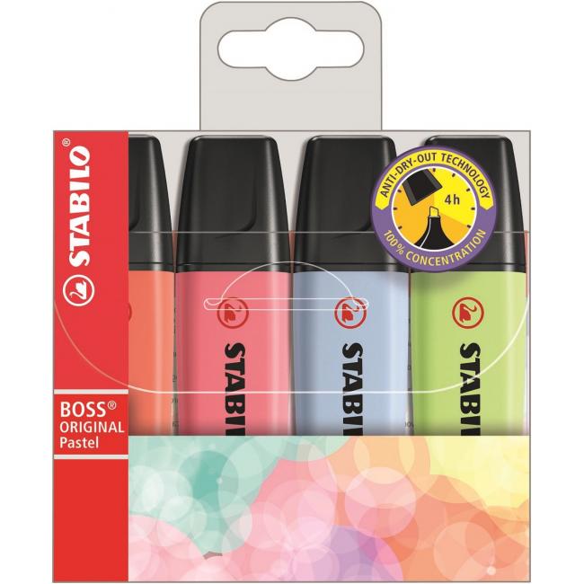 STABILO Boss Pastell-Textmarker-Set, 4-teilig
