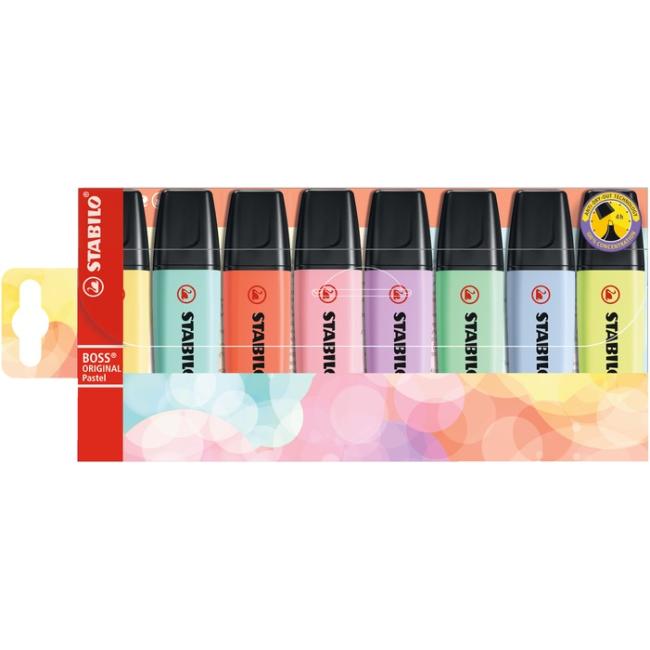 STABILO Boss Pastell-Textmarker-Set, 8-teilig