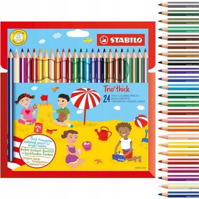 [ST203241] STABILO Trio dicke Wachsmalstifte, in Kartonverpackung, 24 Stück.