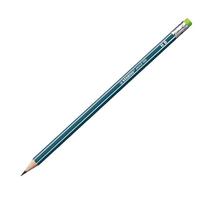 STABILO 160 HB Bleistift mit Radiergummi, Petroleum, 12 Stück