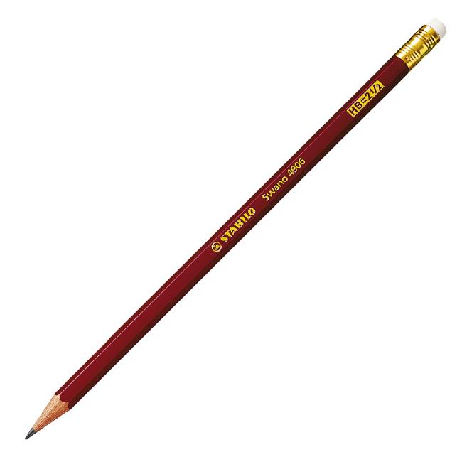 [ST490600] STABILO Swano 4906 HB Bleistift mit Radiergummi, 12 Stück