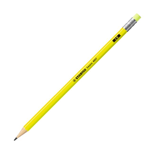 STABILO Swano Fluo Bleistift mit Radiergummi, gelb, 12 Stück