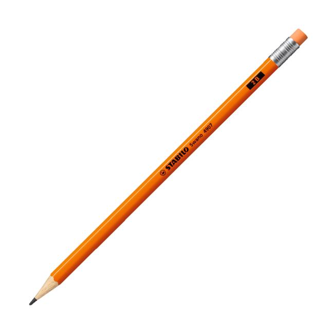 [ST490754] STABILO Swano Fluo Bleistift mit Radiergummi, orange, 12 Stück