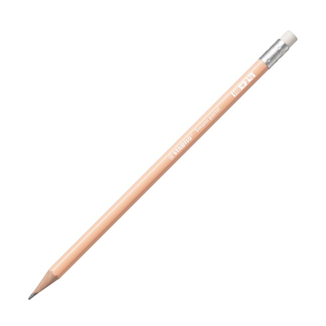 [ST490804] STABILO Swano Pastell HB Bleistift mit Radiergummi, Pastell-Aprikose