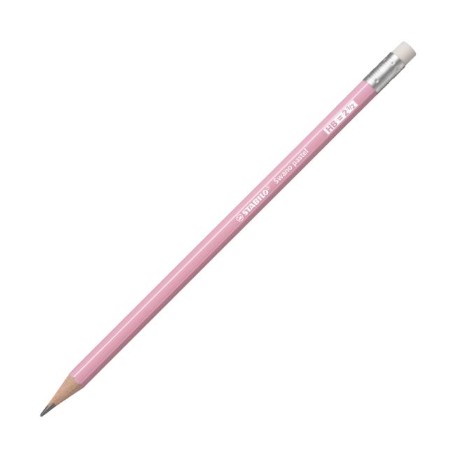 STABILO Swano Pastell-HB-Bleistift mit Radiergummi, Pastellrosa