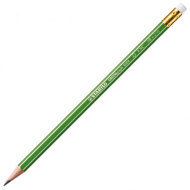 STABILO GREENgraph HB Bleistift mit Radiergummi, 12 Stück
