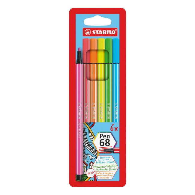 STABILO Stift 68 Neon-Set, 6-teilig, Etui