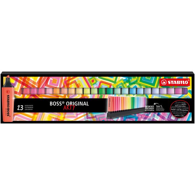 STABILO BOSS ORIGINAL - ARTY Textmarker-Set - 23-teilig (9 Neon- und 14 Pastellfarben)