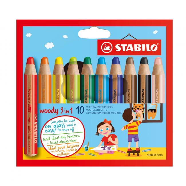 STABILO Woody 3-in-1 Buntstifte, 10 Stück