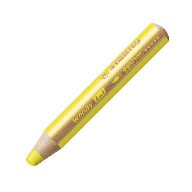 [ST880205] STABILO woody 3 in 1 Mehrzweck-Kreidestift gelb