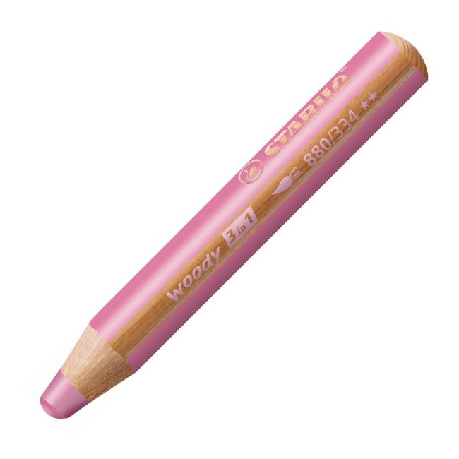 [ST880334] STABILO woody 3-in-1 Mehrzweck-Kreidestift rosa