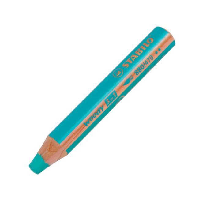 [ST880470] STABILO woody 3-in-1 Mehrzweck-Kreidestift Türkis