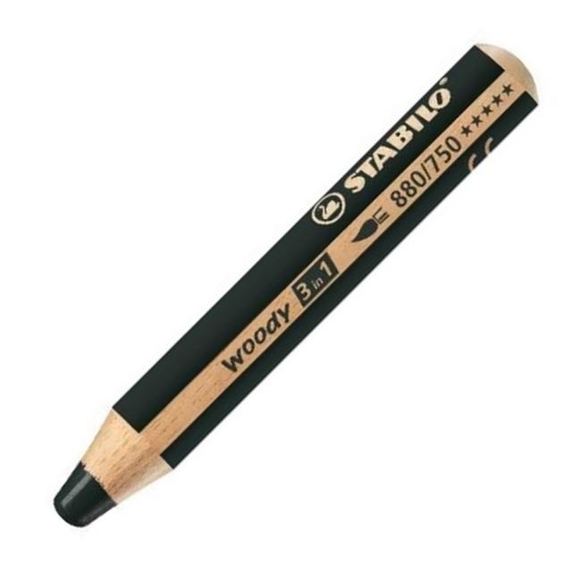 STABILO woody 3-in-1 Mehrzweck-Wachsmalstift, schwarz