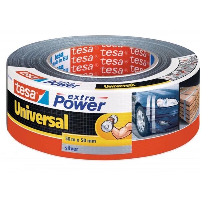 TESA Textilklebeband, stark klebend, silber, 50 mm x 50 m