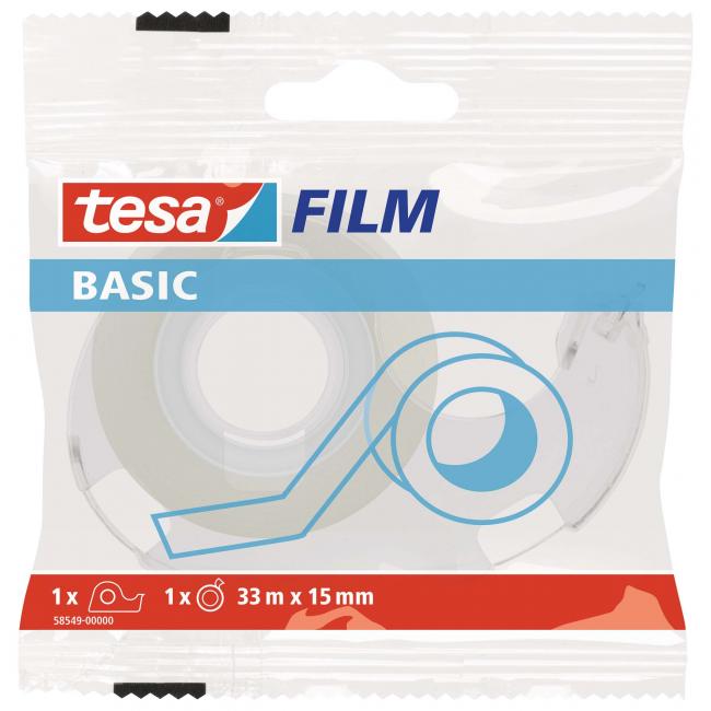 TESA Basic Klebeband 15 mm x 33 m mit Abroller