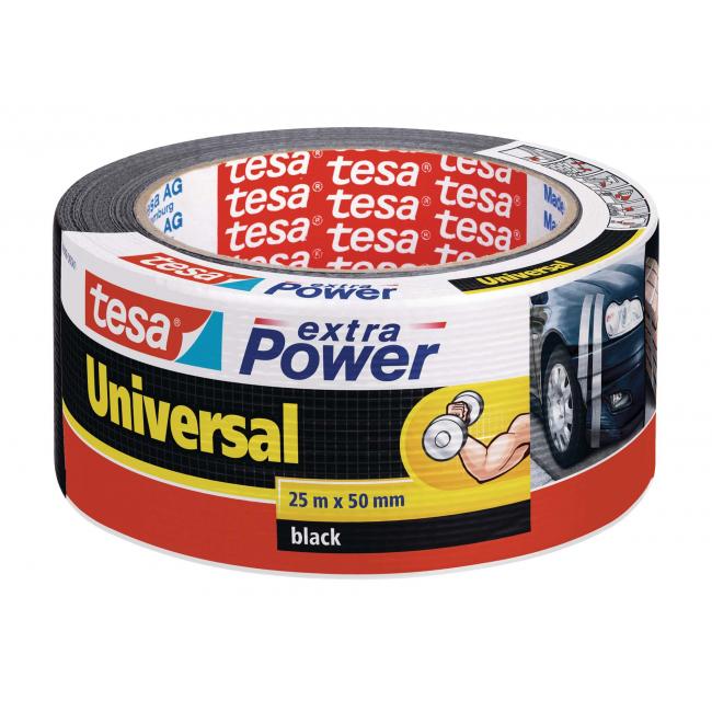 TESA Textilklebeband, stark klebend, schwarz, 50 mm x 25 m