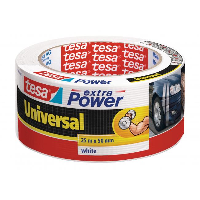 TESA Textilklebeband, stark klebend, weiß, 50 mm x 25 m