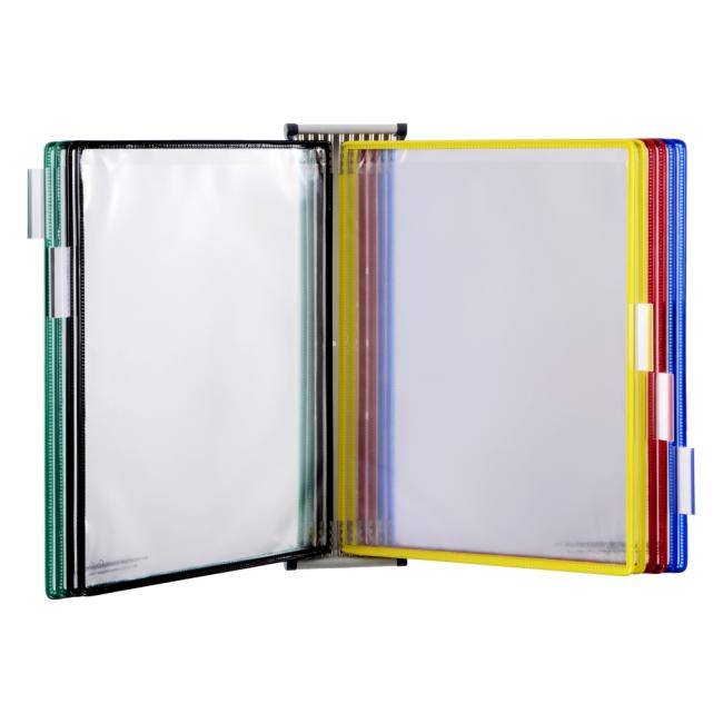Wandmontierter Metallhalter TARIFOLD für 10 A4-Ordner (mit Taschen)