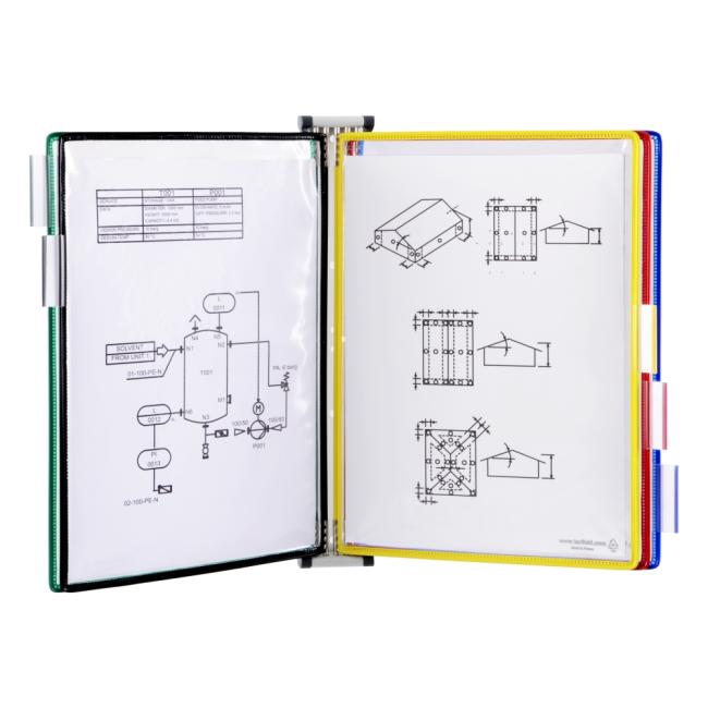Wandmontierter Metallhalter TARIFOLD für 5 A4-Ordner (mit Taschen)