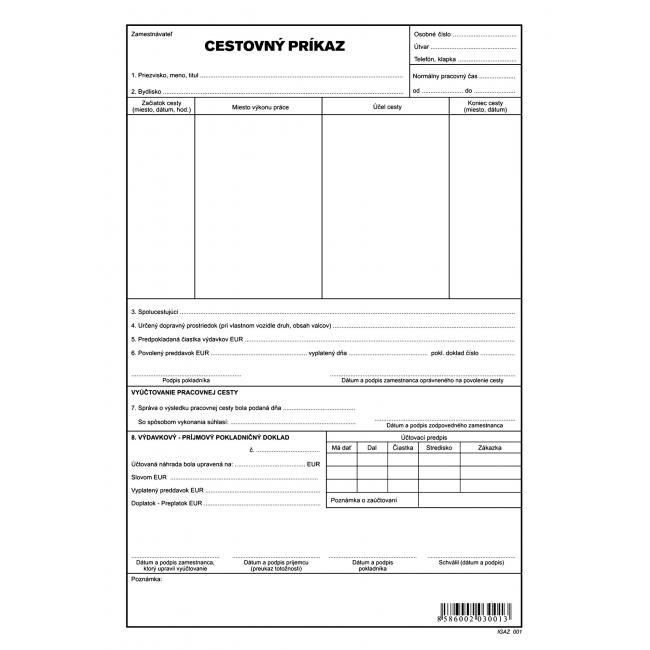 [TL001000] Reiseauftrag, A4, 1000 Blatt