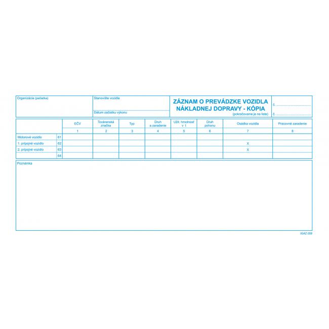 Betriebsprotokoll eines Güterkraftfahrzeugs, 2/3 A4, Buch, 100 Blatt, Kopie