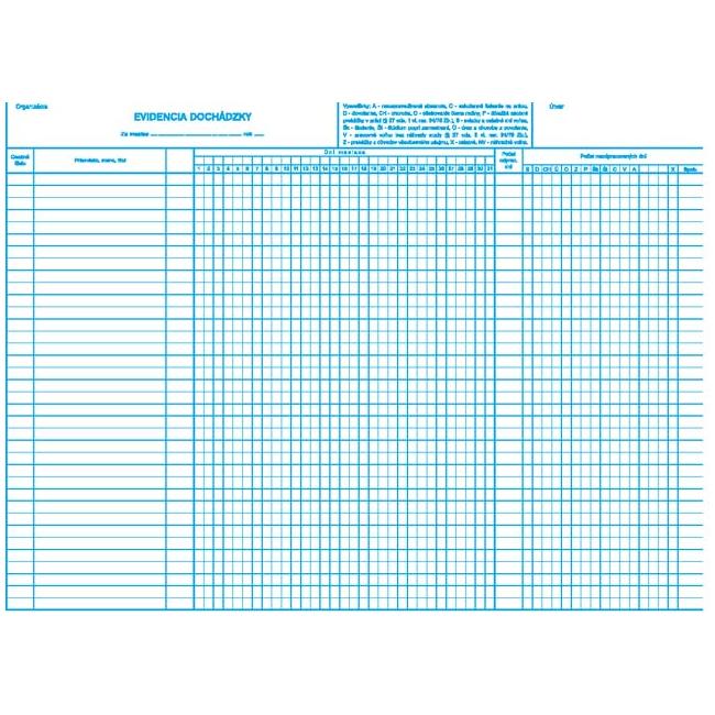 Anwesenheitsliste, A3, Blatt