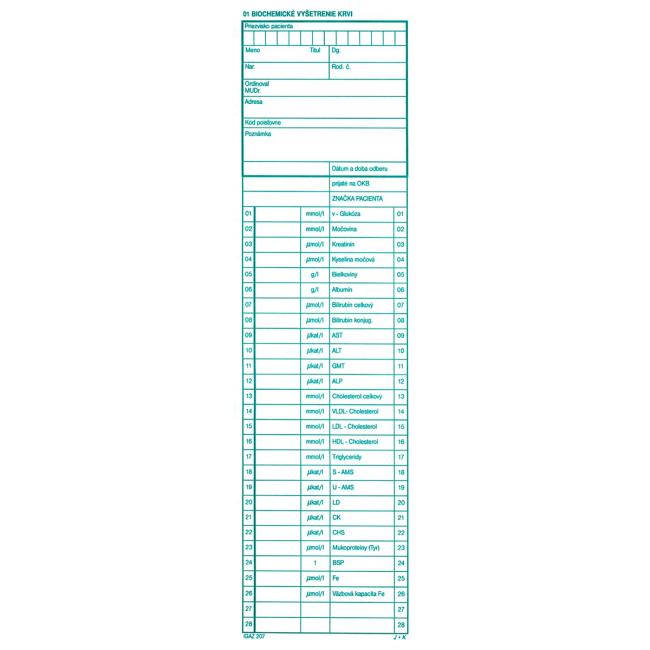 [TL207000] Biochemischer Bluttest, 100 Blatt