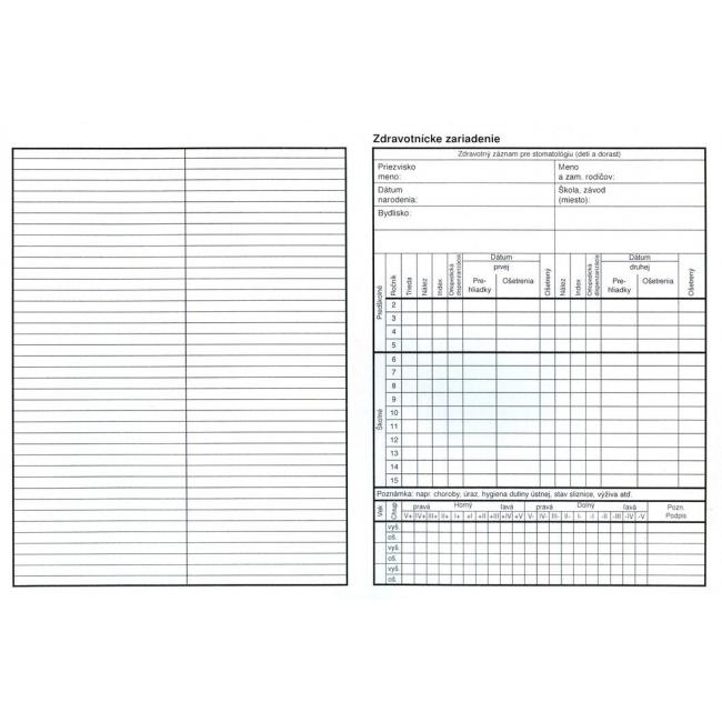Zahnärztliche Gesundheitsakte (Kinder), A5, 2 Blatt, 100 Stück.