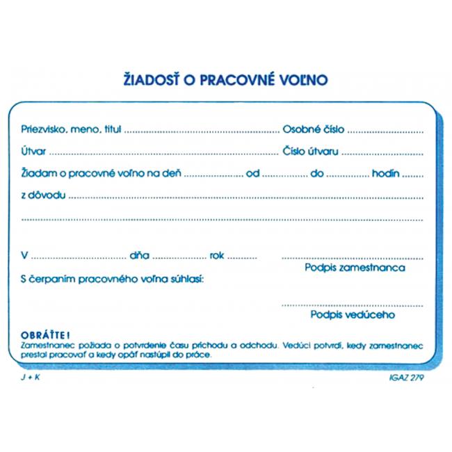 [TL279000] Antragsformular für Beurlaubung, A6, 100 Blatt