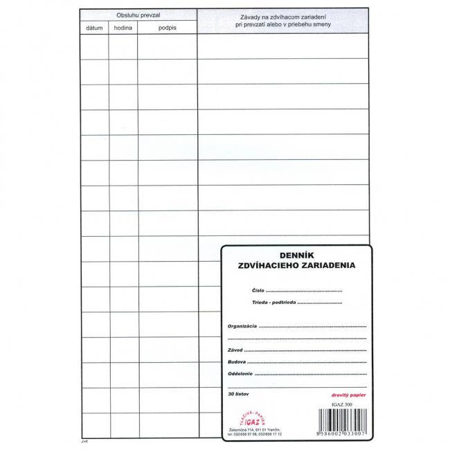 Tagebuch für Hebezeuge, A4, 30 Blatt