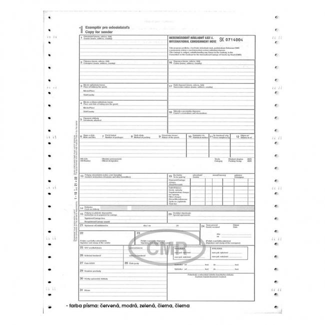 [TL427800] CMR-5-Blätter, A4, Selbstkopie auf Tabellenpapier SK/DE, 350 Stück